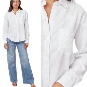 Rails Ingrid Raw Hem White Shirt Stars Size Large